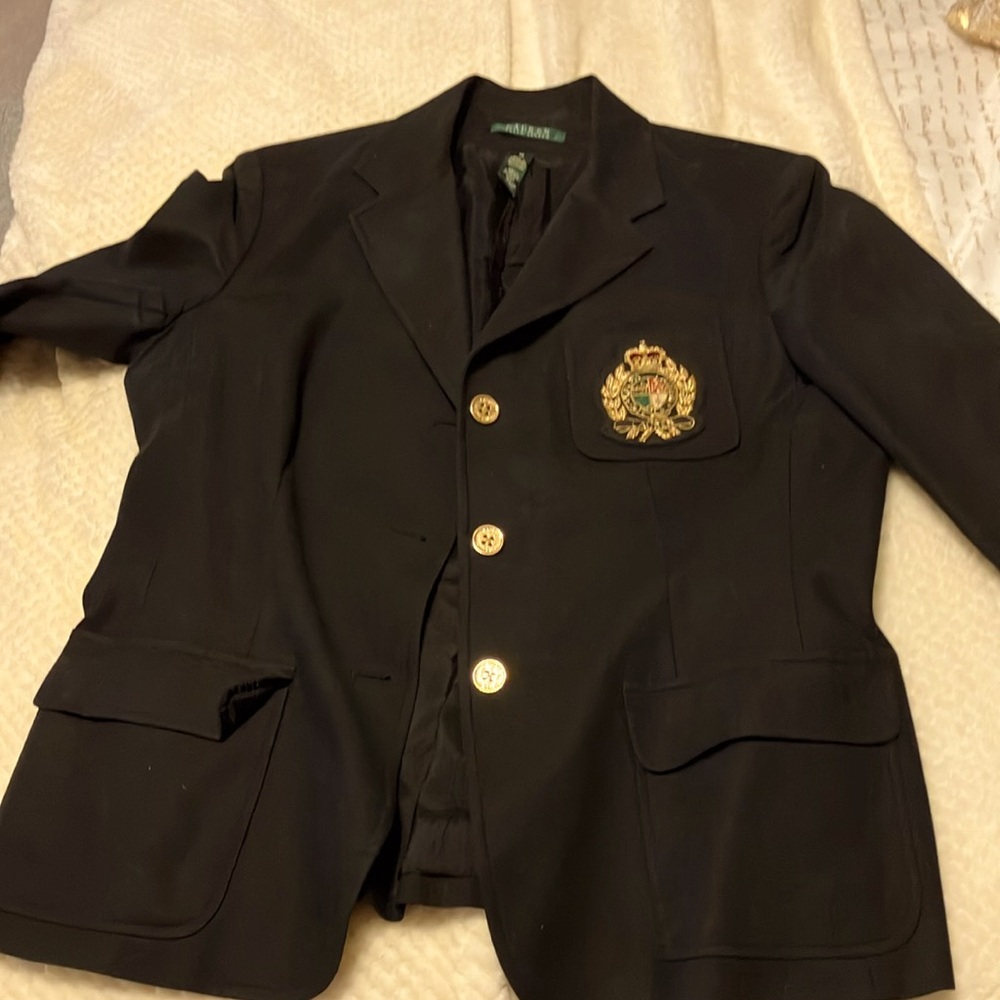 Vintage black Ralph Lauren college emblem blazer